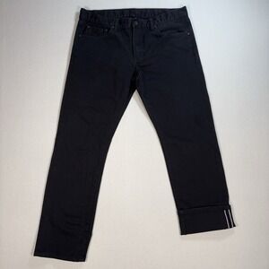 Uniqlo Selvedge Jeans Men's 36x29* Black Slim Straight Low Rise Stretch 163897